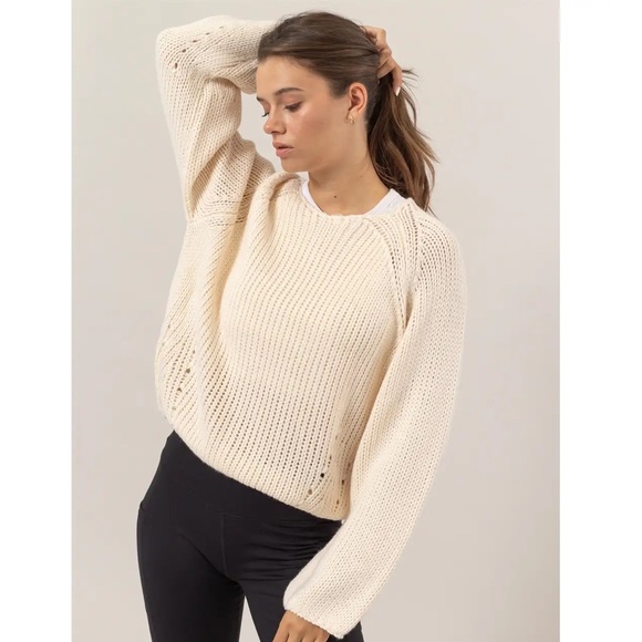 Cream Crewneck Sweater  Oversized Pullover NWT - Picture 1 of 6